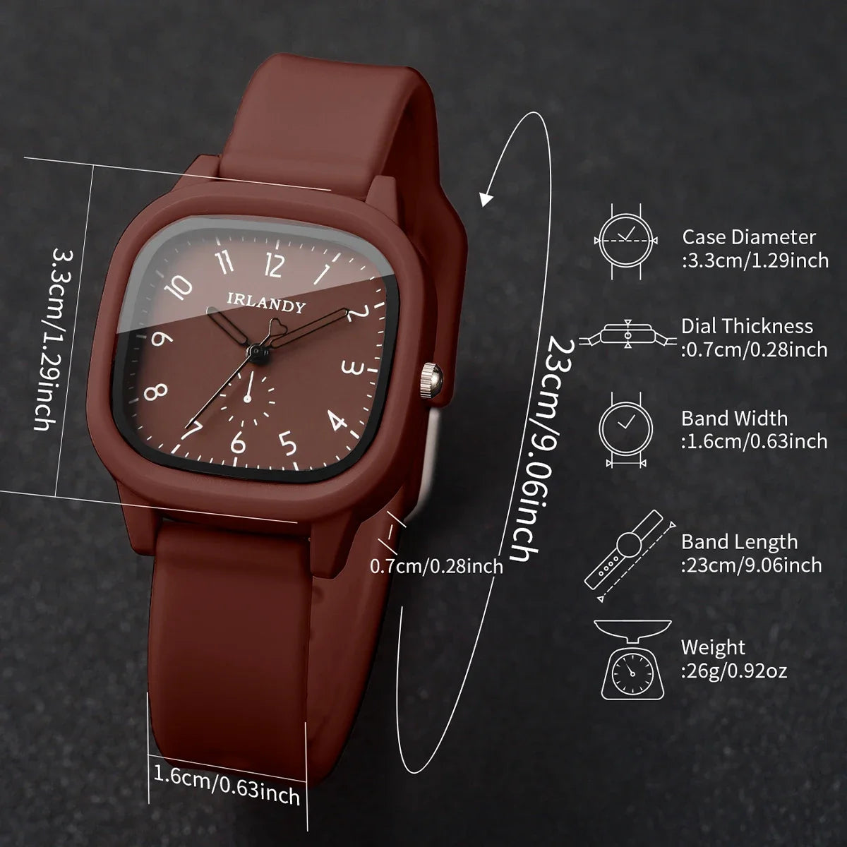 5PCS Fashion Square Women Quartz Watch Heart Jewelry Set Casual Silicone Strap Ladies Wristwatches Relogio Feminino (Without Box