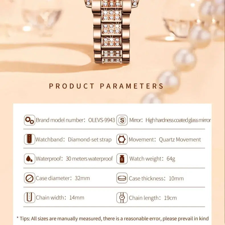 OLEVS 9943 Original Diamond Watch for Women Luxury Elegant Stainless Steel Waterproof Quartz Wristwatch Fashion Ladies' Watches