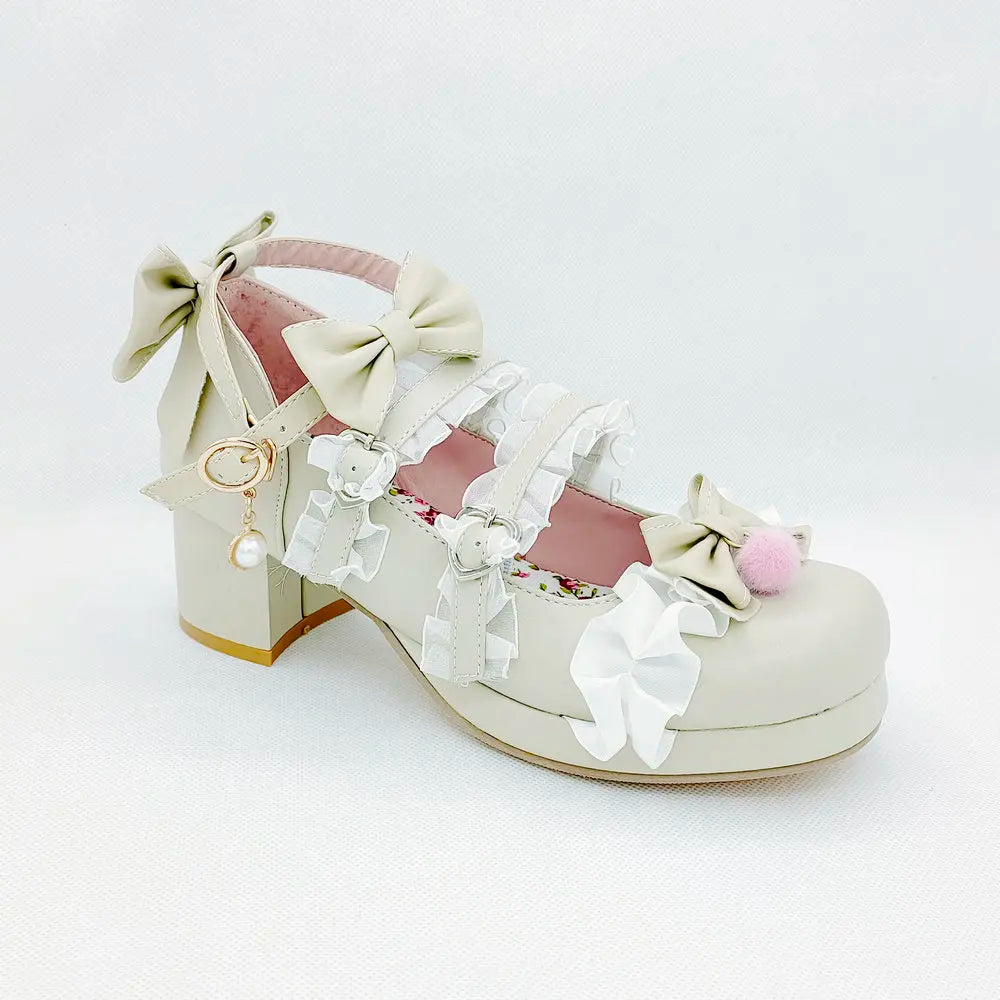 Cross-Strap Bow-Detail Mary Jane Heels