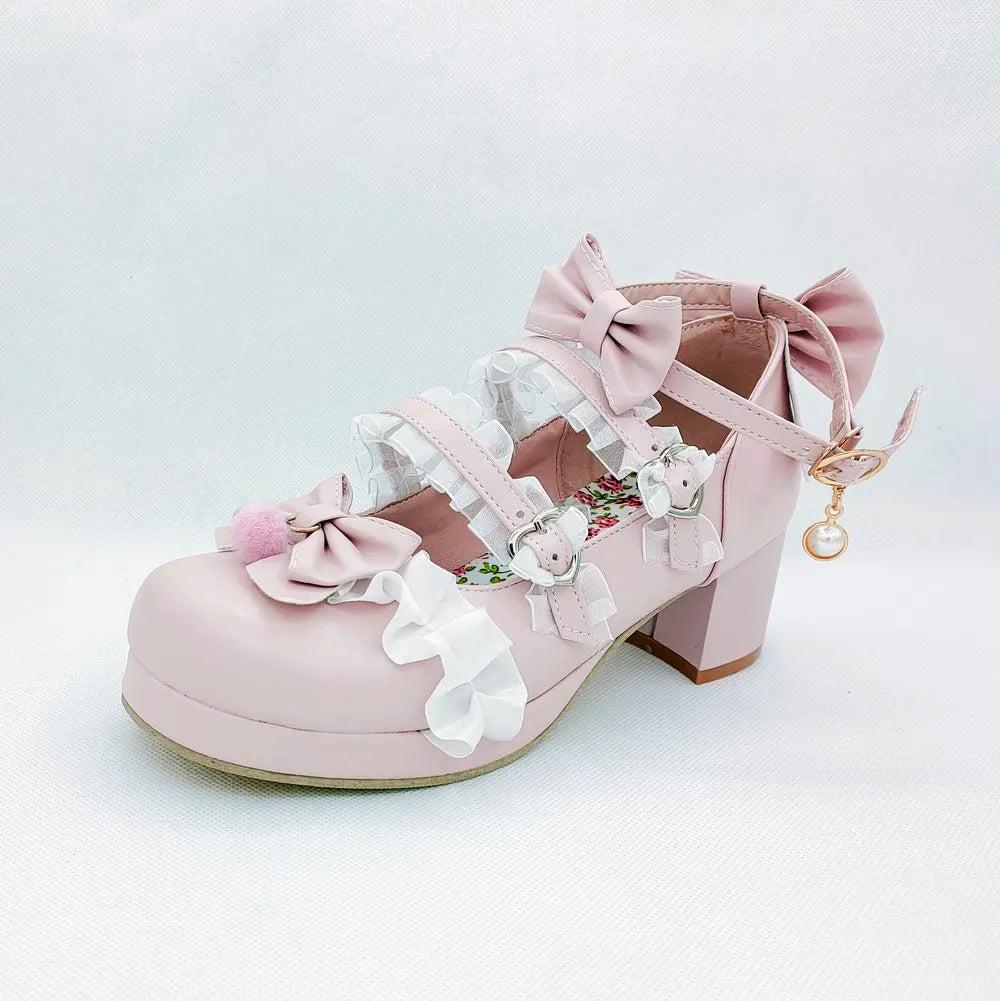 Cross-Strap Bow-Detail Mary Jane Heels