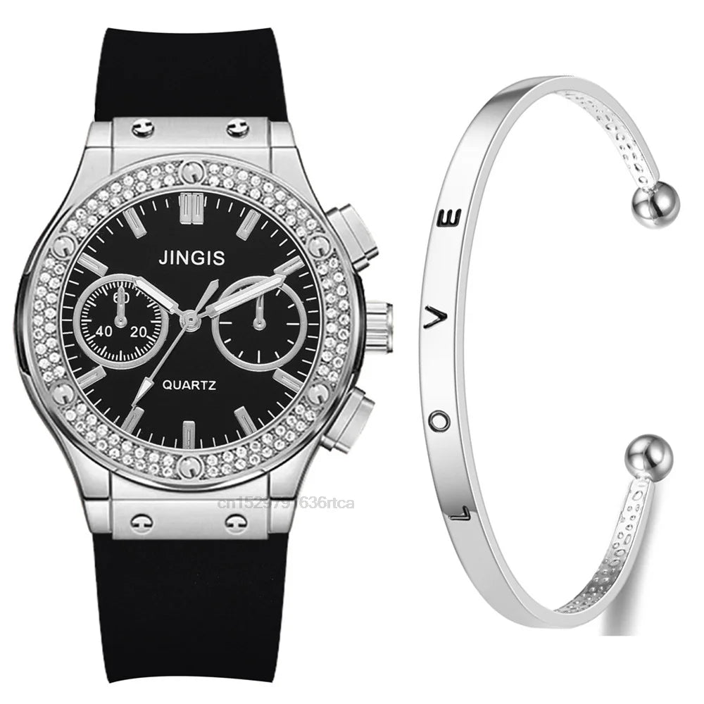 Fashion 2025 Rubber Women Watches Luxurious Brand Casual Diamond Female Quartz Wristwatches Simple Sport Clock Relogio Feminino