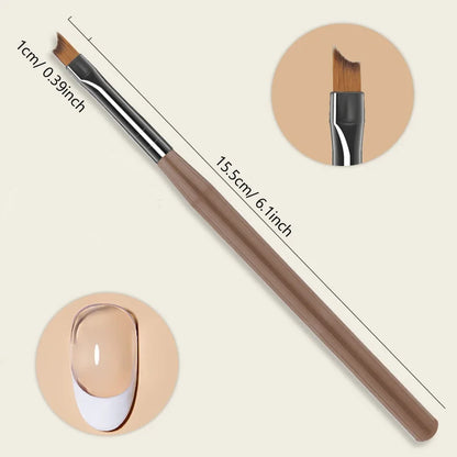 9Pcs Nail Brush Set Detail Work Pens Stylish Brown Handles Gel Nail Art Fine Line Painting Professional Home Use Tool Kit