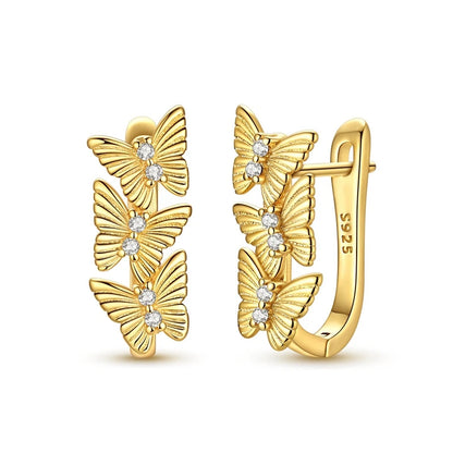 Original 925 Sterling Silver Hoop Earrings Women's Fashion Jewelry Butterfly Iris Lily of the Valley Tulip Flower Luxury Earring