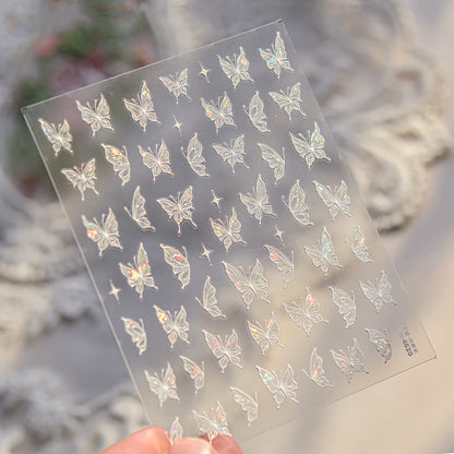 Red Butterfly 5D Nail Sticker Nail Art Decoration Spring Flowers Nail Art Decal Relief Sticker Press on Nails
