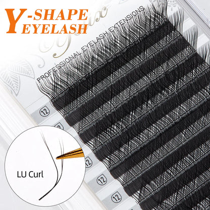 Yelix Y Eyelashes Extension 7-17mm Soft Brazilian Cilia and LU/D Curl Two Tip Volume Fan Lash Extension Supplies Faux Cils