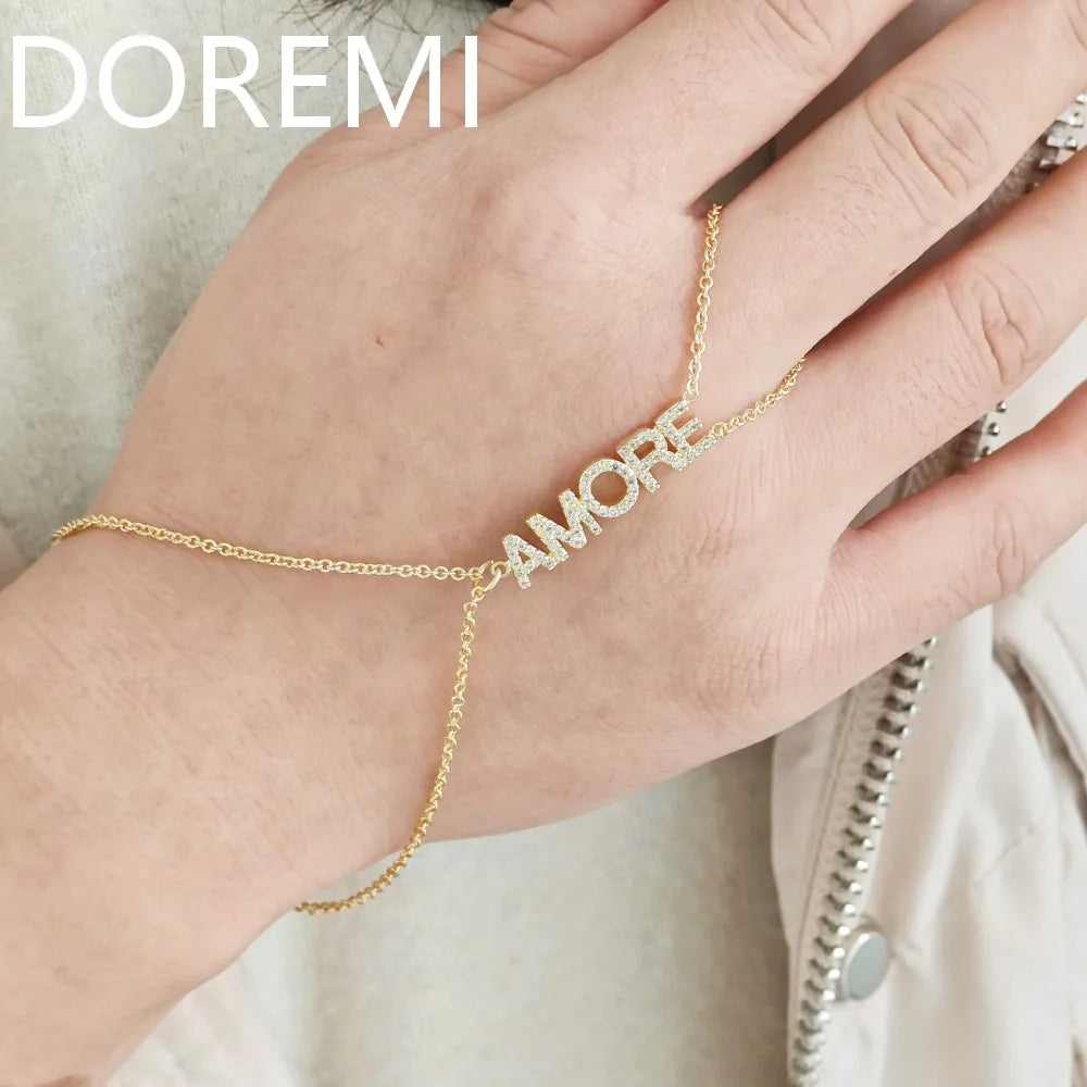 DOREMI Gift Jewelry Custom Letters Gift Bracelet Women Personalized Color Stone Name Adjustable Bracelet