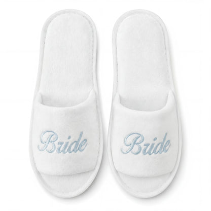 Bride & Bridesmaid, Wedding Party Guests Home Slip On Shoes Bridal Party Slippers Open-toe With Golden, Mint Green and Pink