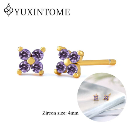 925 Sterling Silver Ear needles Crystal Zircon Small studs Earrings for Women gold-plated round Piercing Earrings New in 2022