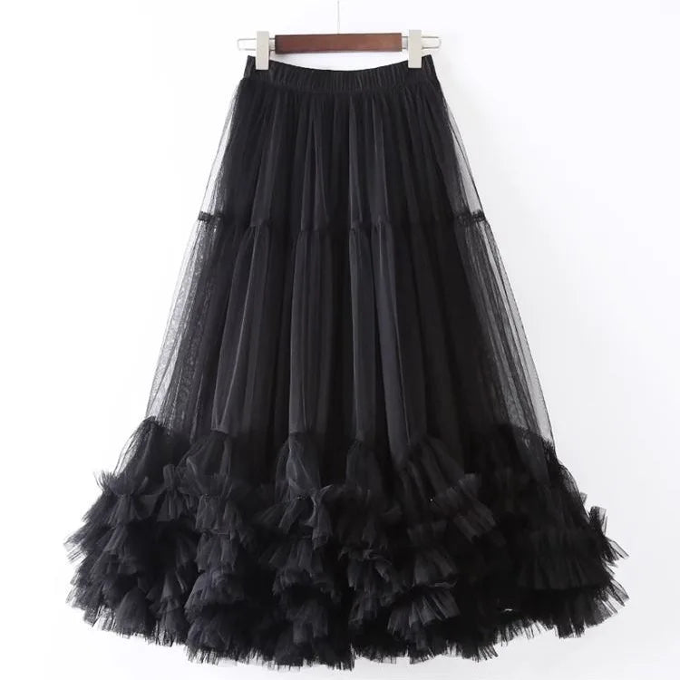 High Waist Slimming Flower Bud Lantern Skirt Midi Half Skirts Women's Korean Style Cloud Puffy Skirt New Summer