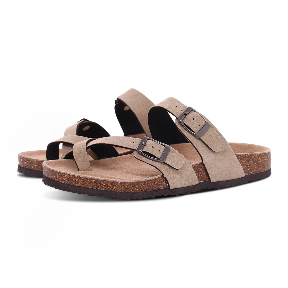 Shevalues Women's Suede Clogs Classic Cork Slippers Leather Mules Men Cork Footbed Sandals Comfort Beach Shoes with Arch Support