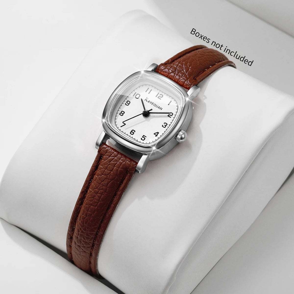 Minimalist Square Ladies Watch Brown Leather Strap Rose Gold Case Fashion Women Quartz Wristwatch Relogio Feminino (Without Box)