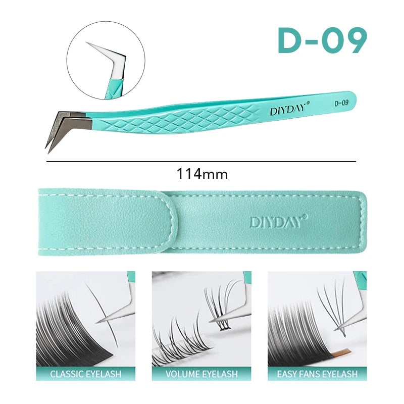 DIYDAY Anti-Slip Eyelash Extensions Tweezers High-Density Fiber Tip Eyebrow Tweezer Professional Precision Beauty Tools