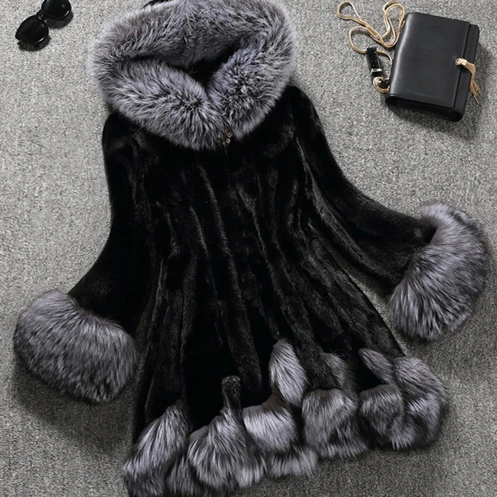 Women's Hooded Faux Fur-Trim Coat