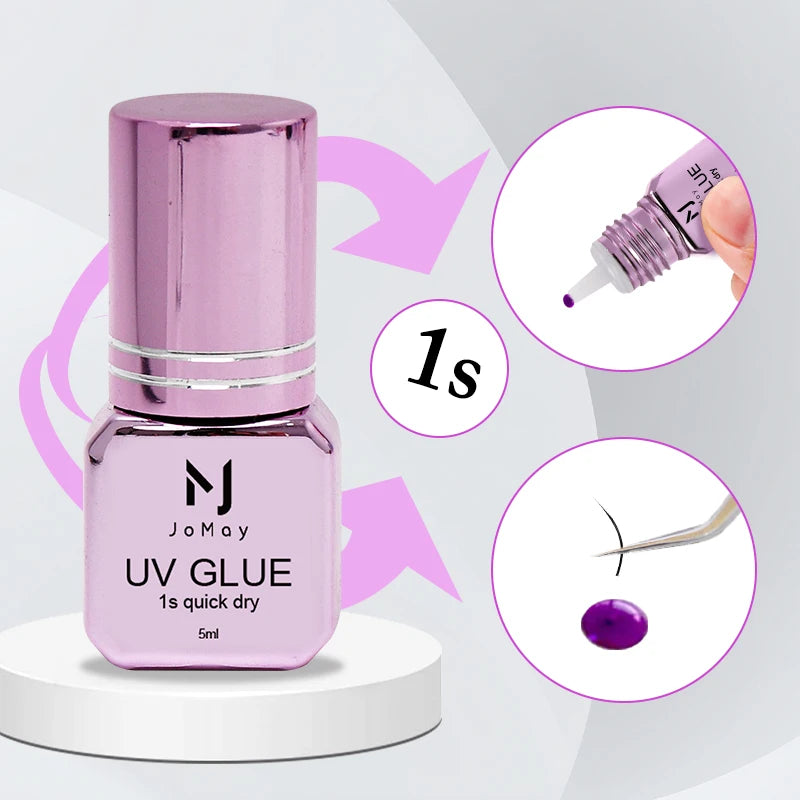 TPO-FREE 5ml UV Eyelash Extension Glue 1S Fast Drying Strong Hold Long Lasting Low Odor Adhesive for Professional Lash Techs