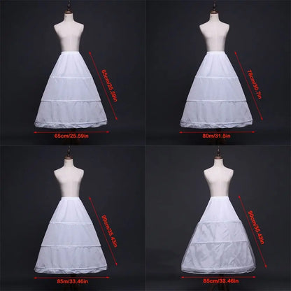 New Fashion White Petticoat 3-Hoops Ball Gown Petticoats Long Underskirt Crinoline Crinoline Skirt Flower Dress Accessories