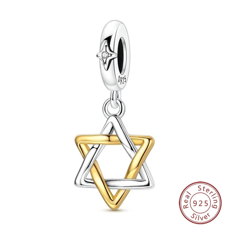 Hot Sales 925 Sterling Silver Golden Series Charms Leopard Little Bear Starfish Bow Bead Fit Original Bracelet DIY Women Jewelry