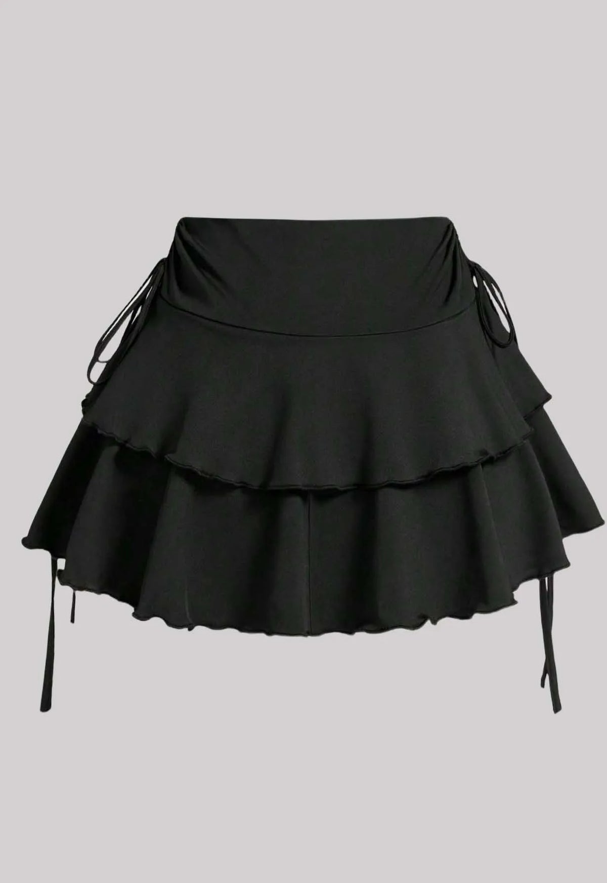 Plus Size Women's Ruffled Mini Skirt High Waist Tiered Layered Drawstring Casual Skirt