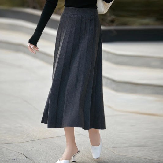 Autumn And Winter New 100% Pure Wool Hip Skirt Fashion Sexy Slim Skirt High Waist Cashmere Knit Skirt