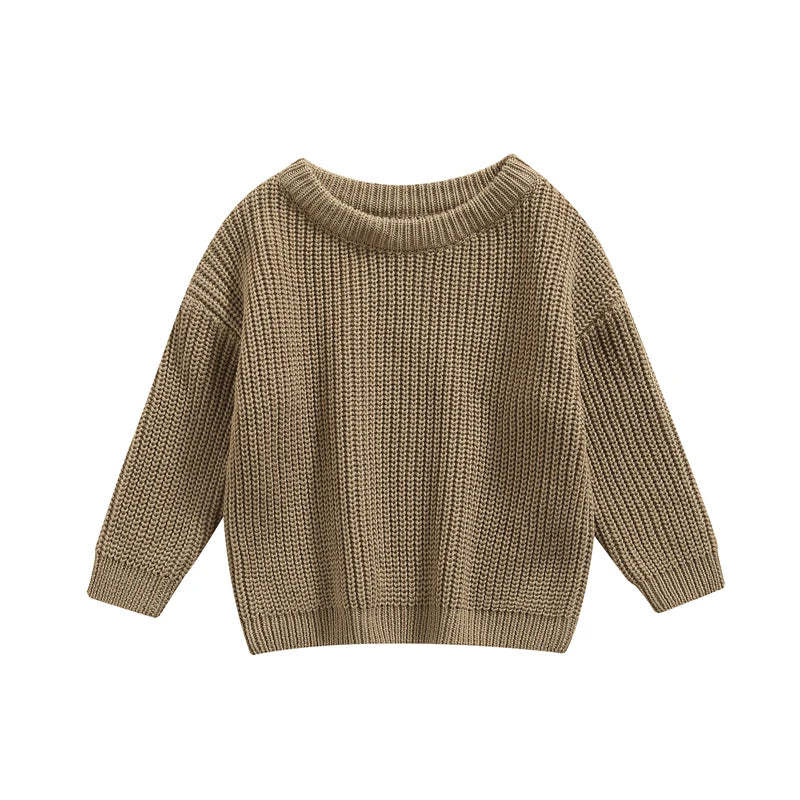 Autumn Winter Newborn Baby Girl Boy Knitted Long Sleeve Sweater Solid Loose Pullover Casual Tops Children Sweater Kids Clothes