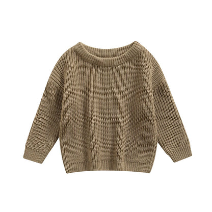 Autumn Winter Newborn Baby Girl Boy Knitted Long Sleeve Sweater Solid Loose Pullover Casual Tops Children Sweater Kids Clothes