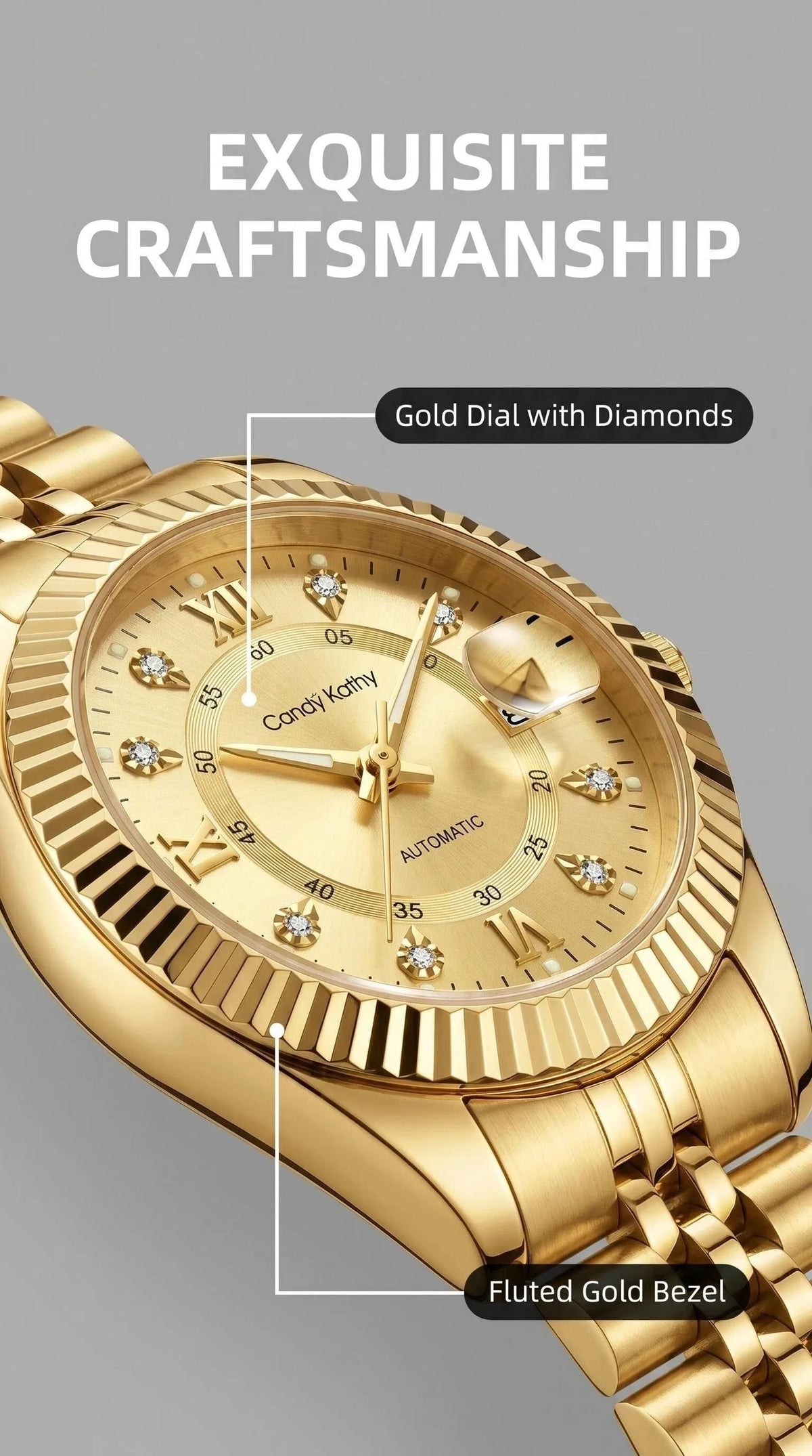 CANDY KATHY Fashion Women's Wristwatch Waterproof Luminous Date Elegant Ladies Watches Stainless Steel Quartz Watch For Women Reloj