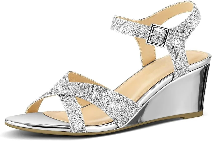 Plus Size 35-43 Shoes for Women Women Ankle Buckle Strap Wedges Comfortable Non-slip Sandals Party Evening Sandalias De Mujer