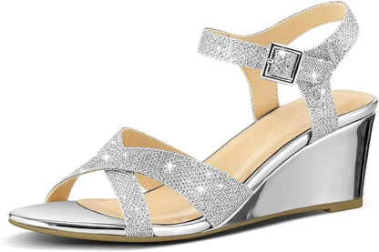 Plus Size 35-43 Shoes for Women Women Ankle Buckle Strap Wedges Comfortable Non-slip Sandals Party Evening Sandalias De Mujer