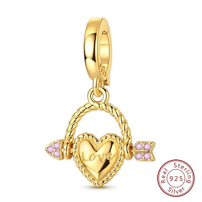 Hot Sales 925 Sterling Silver Golden Series Charms Leopard Little Bear Starfish Bow Bead Fit Original Bracelet DIY Women Jewelry