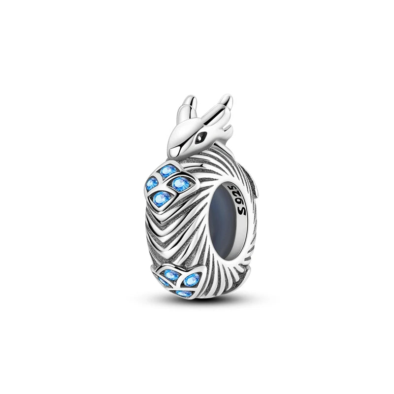 MULA 925 Sterling Silver Dinosaur Charms Pendant Beads Fit Original Pan Snake Chain Bracelet DIY For Women Jewelry Gift
