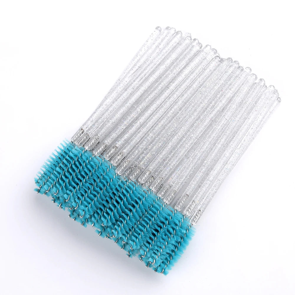 50pcs Disposable Eyelash Brushes Extension Crystal Eyebrow Brush Mascara Wand Eye Lashes Cosmetic Tool Set Makeup Beauty
