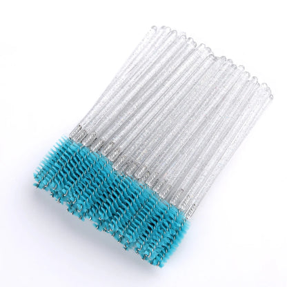 50pcs Disposable Eyelash Brushes Extension Crystal Eyebrow Brush Mascara Wand Eye Lashes Cosmetic Tool Set Makeup Beauty