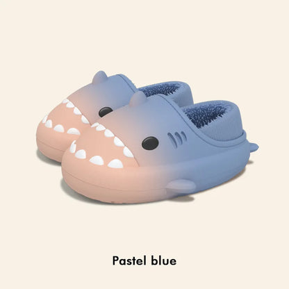 Litfun Fuzzy Shark Slippers For Women Men Winter Indoor Plush Cartoon Cotton Shoes New Outdoor Adults Kids Waterproof Furry Shoe