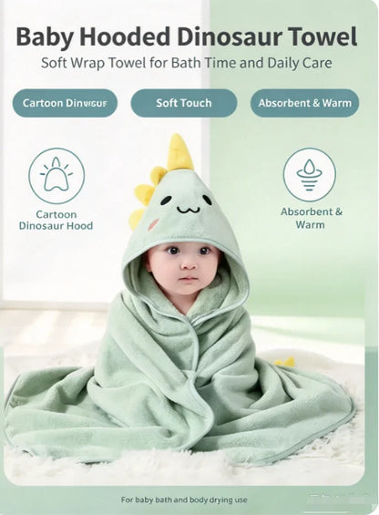 HTMCK Coral Velvet  Cape Bath Towel Newborn Bath Wrap Bath Towel Cute Cartoon Cape Bathrobe
