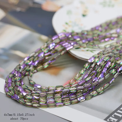 70pcs/lot Color Faceted Square Loose Beads Crystal Glass Beads Faceted Loose Spacer Beads for Jewelry Making DIY