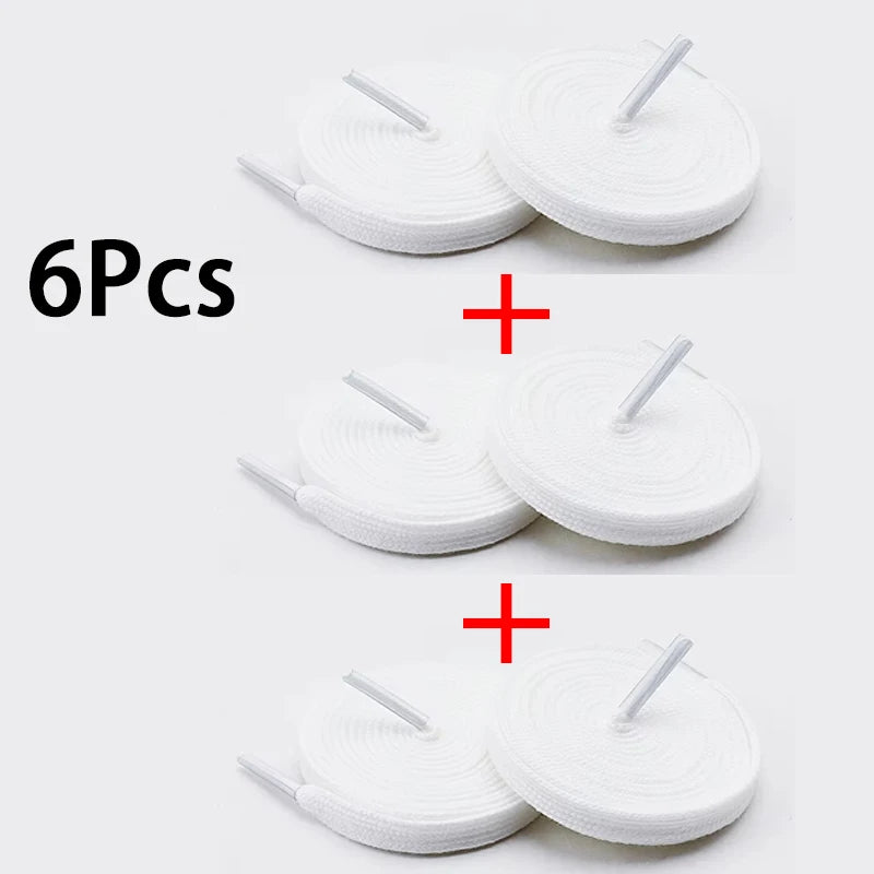 1Pair/3Pair Classic Solid-Color Flat Laces Premium Cotton Casual Shoelaces Sneaker 0.8cm Width Shoelace Length 100/120/140/160cm