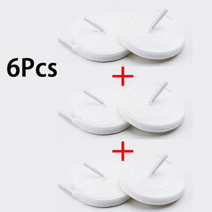 1Pair/3Pair Classic Solid-Color Flat Laces Premium Cotton Casual Shoelaces Sneaker 0.8cm Width Shoelace Length 100/120/140/160cm