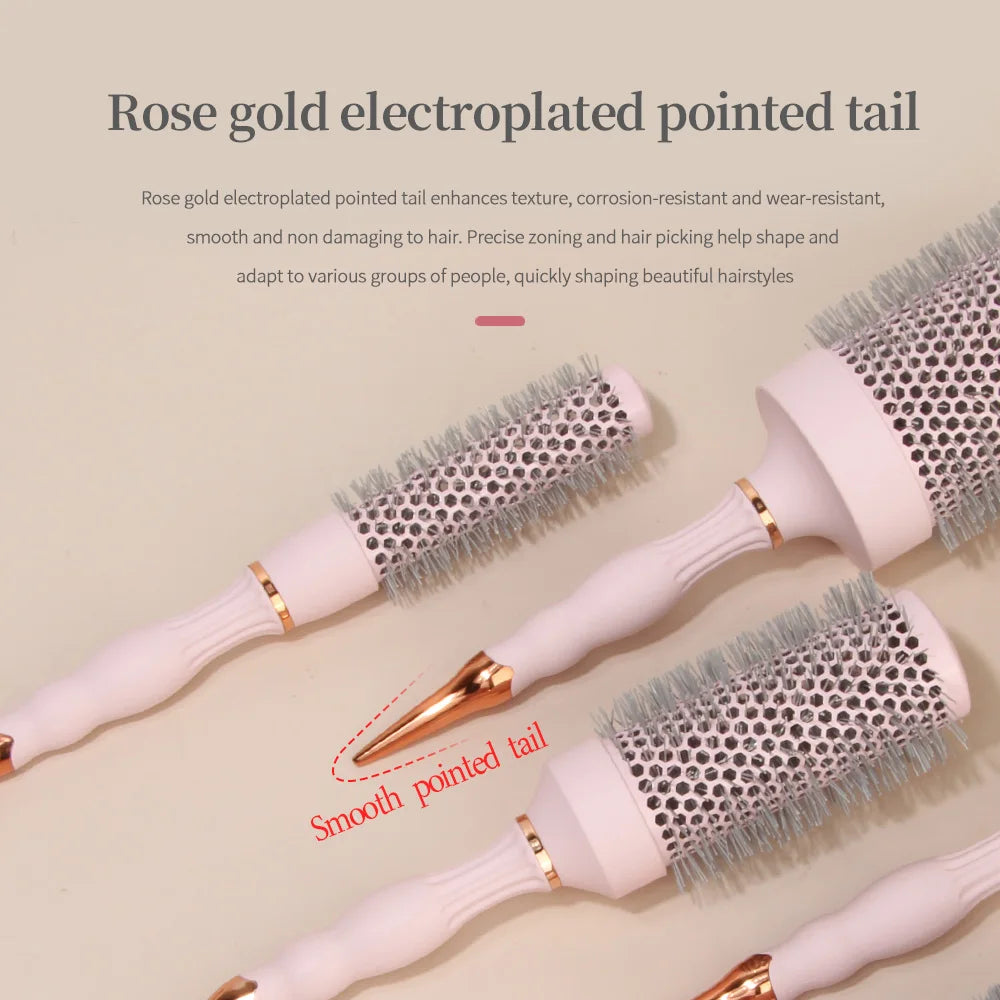 Professional Round Blow-Dry Brush for Hairdressers, Professional Curling Hot Barrel Comb, 5 Sizes, Suitable for Creating Stylish Curly Hairstyles, Suitable for Women's Styling, Blow-Drying, Curling, Smoothing, Short Hair, Med