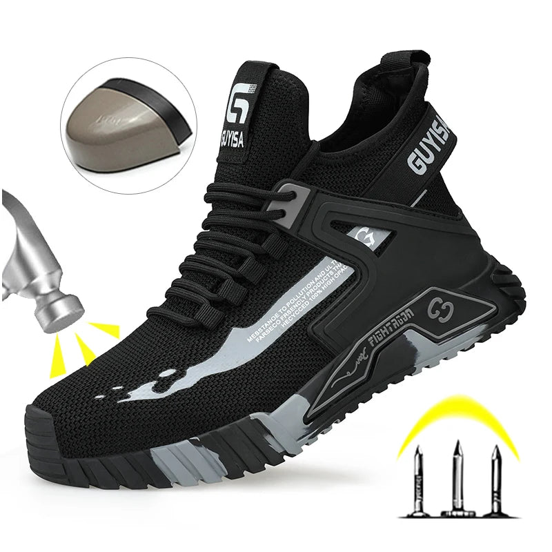 High Top Safety Shoes Men Steel Toe Work Shoes Men Anti-Puncture Safety Shoes Woman Work Safety Boots Man Indestructible Shoes