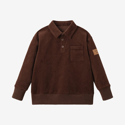 (Ship out in 1 day)AS AW26 Saddle collection Brown Corduroy + Rugby sweatshirt Print corduroy family matching girls boys clothes