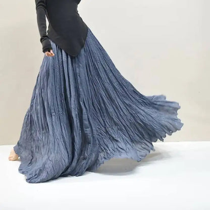 Pleated Long Skirts Women 2026 Spring Summer Fashion Loose Casual Elegant Maxi Skirt