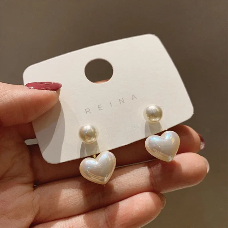 New Fashion love Heart Pearl Earrings for Women Sweet Elegant Temperament Drop Earring Trend Jewelry Accessories