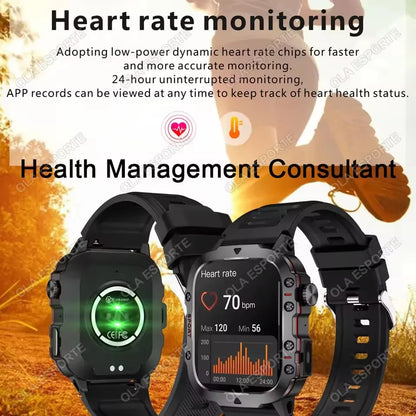 2026 New Rugged Military GPS Smart Watch Men Bluetooth Call Health Monitoring Sports 5ATM Waterproof Smartwatches Man Pk Ht22