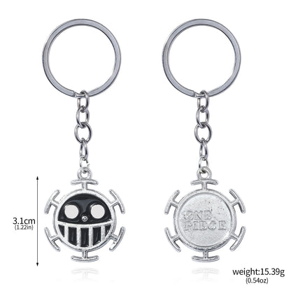 One Piece Luffy Straw Hat Keychain Rotatable Zoro Skull Metal Pendant Role-Playing Decorative Accessories Fan Jewelry Gift