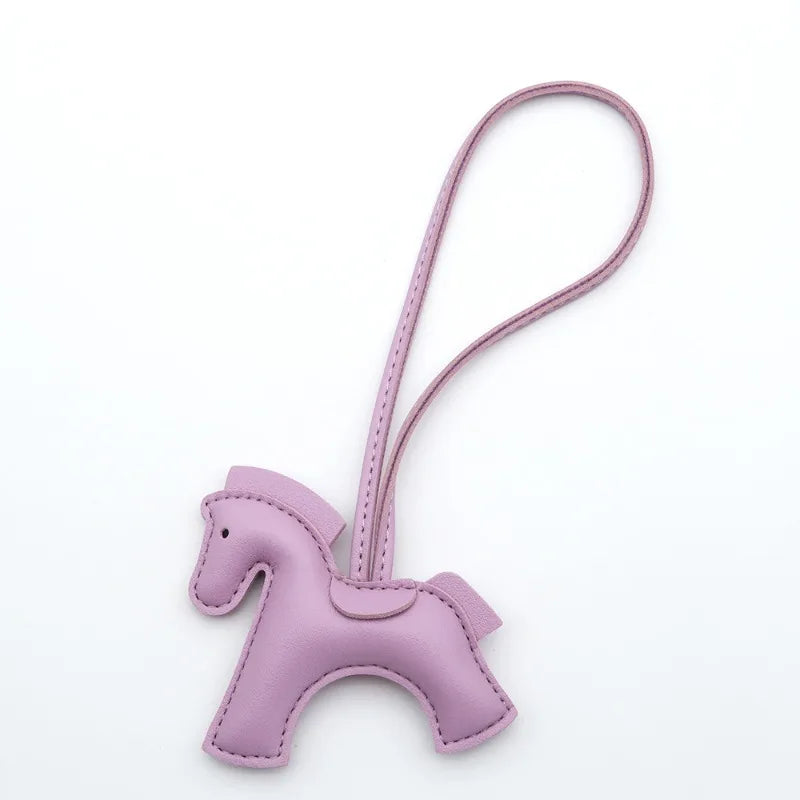 Fashion Horse Keychain All-around PU Leather Horses Embellishment for Female Car Key Chain Handbag Decoration Jewelry Gifts