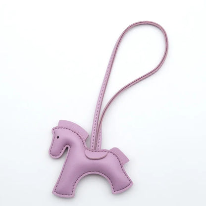 Fashion Horse Keychain All-around PU Leather Horses Embellishment for Female Car Key Chain Handbag Decoration Jewelry Gifts