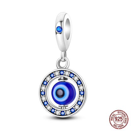 100% Real 925 Silver Classic Devil's Eye Charms Beads For Women Fit Original Qikaola Bracelets Fine DIY Jewelry Making
