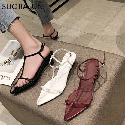 Women's Narrow-Strap Low-Heel Sandals