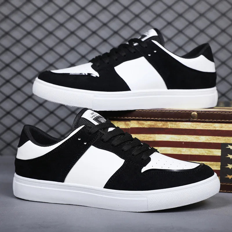 White Vulcanized Sneakers Men's Flat Comfortable Shoes Lace up Zapatillas Hombre Casual Walking Sneakers Plus Size 39-48