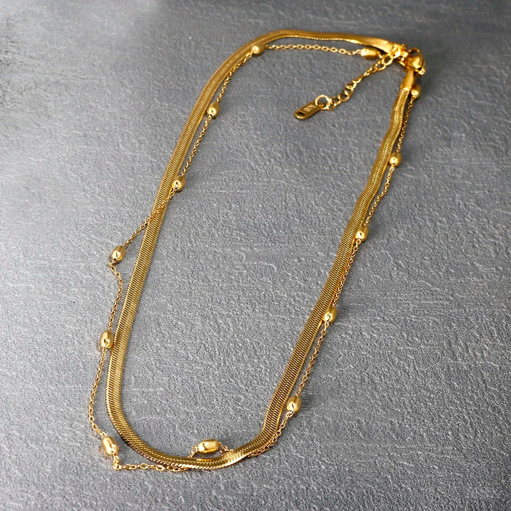 Stainless Steel Vintage Textured Delicate Necklace