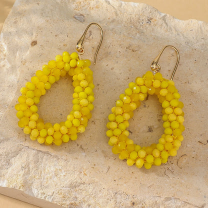 Boho Style Multicolor Water Drop Earrings for Women Elegant Handmade Crystal Beads Hanging Earrings Summer Beach Party Jewelry